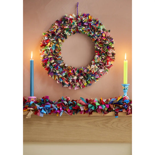 Recycled Sari Wreath Multicolour Large