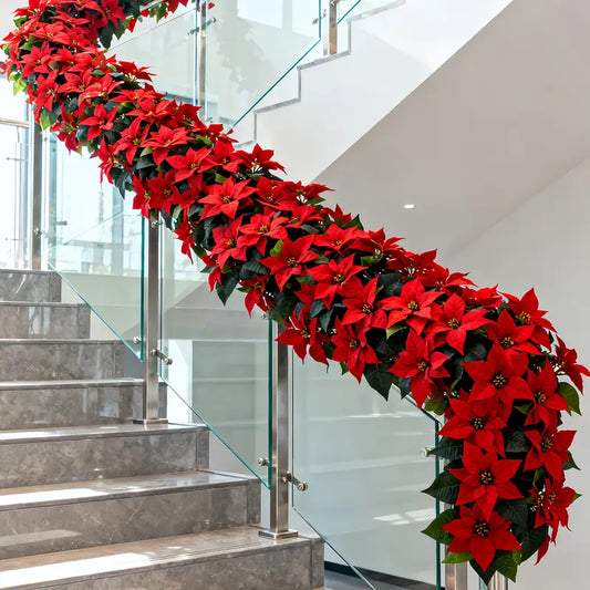 Large Red Flower Christmas Decorative Garland